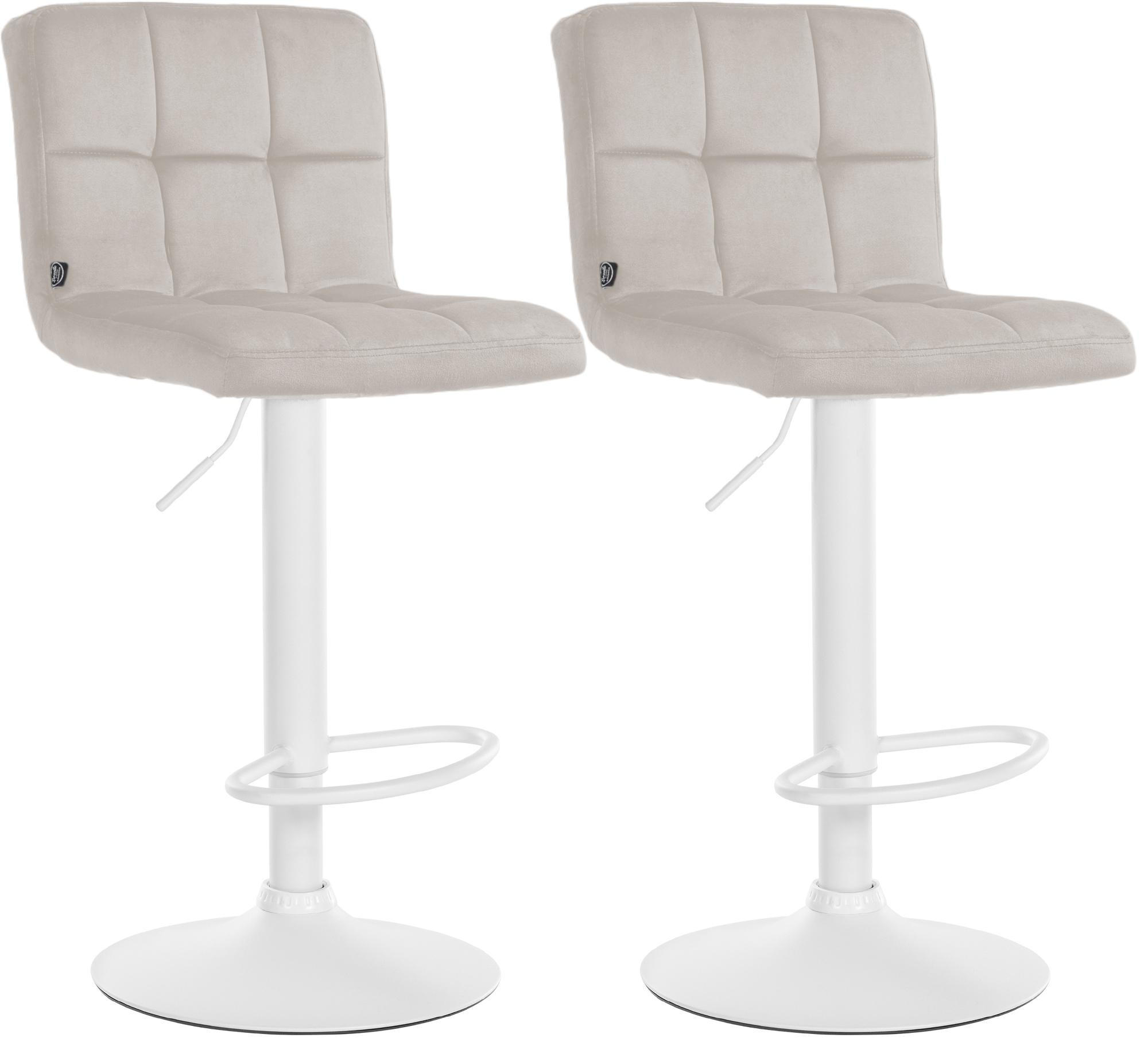 BARHOCKER 2 Samt Creme - Creme/Weiß, Textil/Metall (46/94/47cm) - CLP