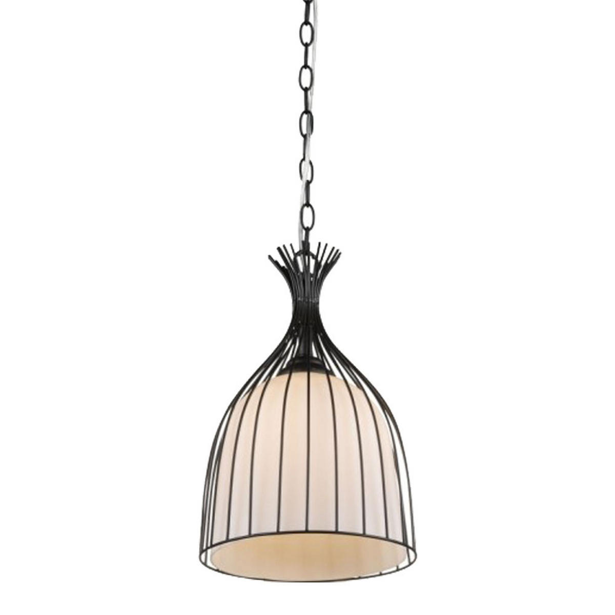 HÄNGELEUCHTE Metall opal Schwarz Gitteroptik - Schwarz, Metall (23/23/150cm) - Globo Lighting