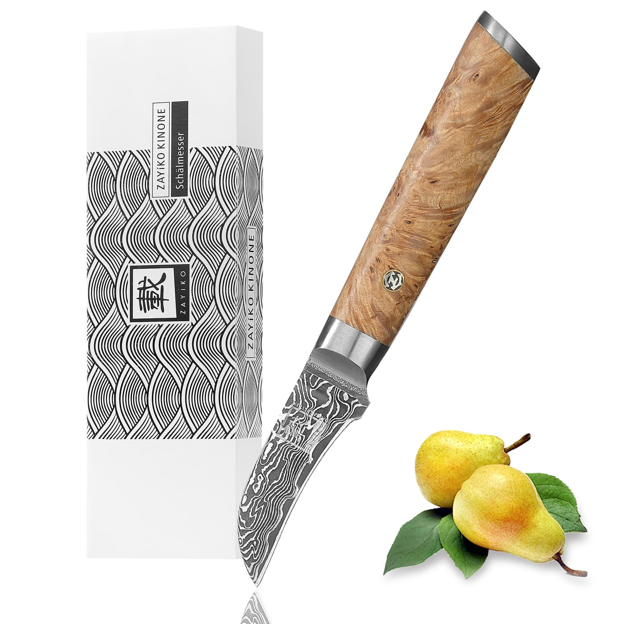 SCHÄLMESSER 6 cm - Birkefarben, Holz/Metall (17cm) - Zayiko