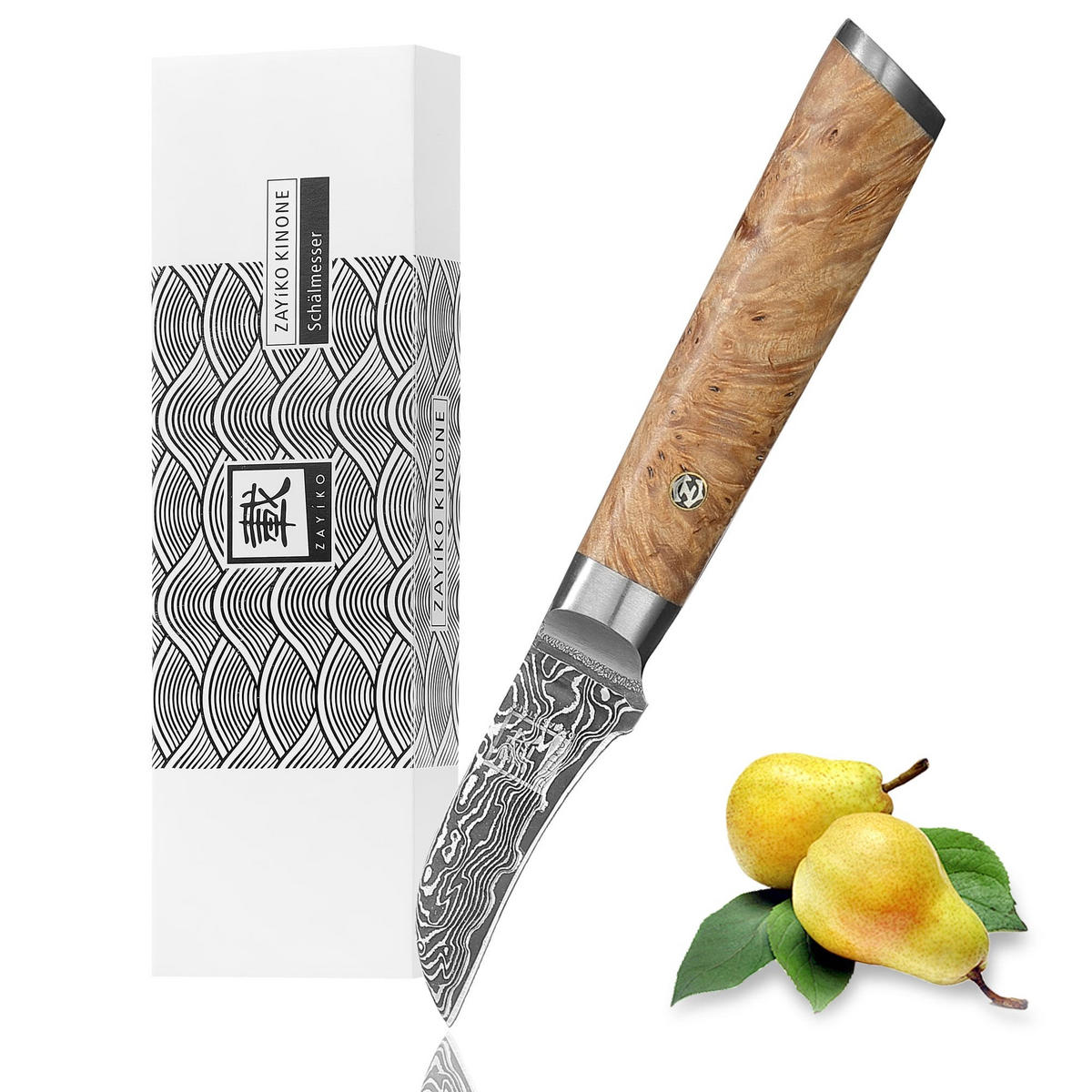 SCHÄLMESSER 6 cm - Birkefarben, Holz/Metall (17cm) - Zayiko