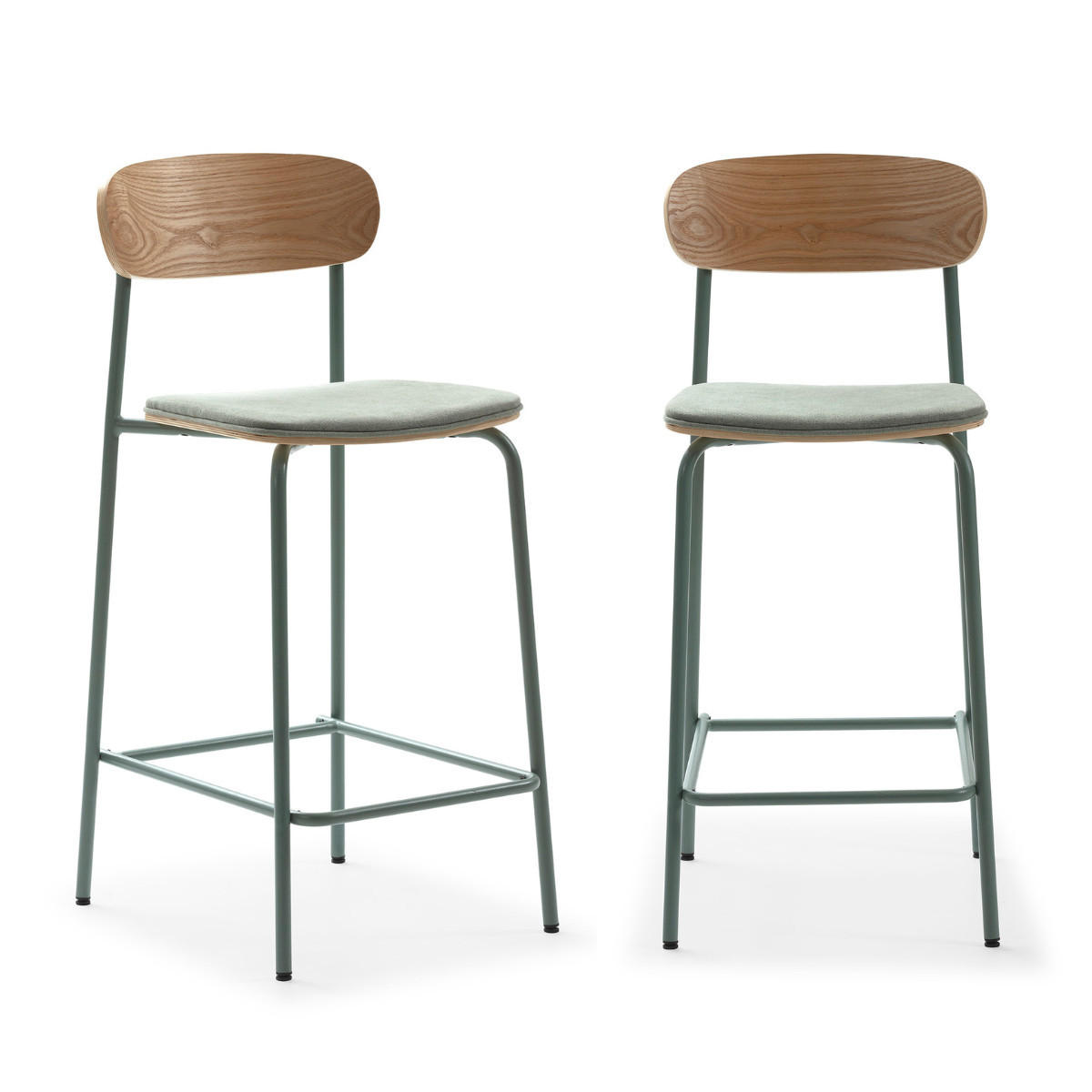 BARHOCKER (Set aus 2) aus Stoff mit schwarzen Metallbeinen - adriana 42/48/66 cm - Hellblau, Textil (48/66/42cm) - Calicosy