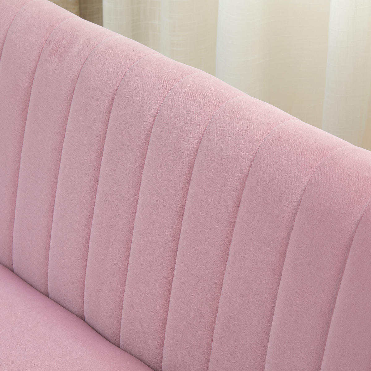 2-SITZER-SOFA mit verstellbaren Fußpolster Pink - Rosa/Naturfarben, Holz/Textil (56.5/77/117cm) - HOMCOM