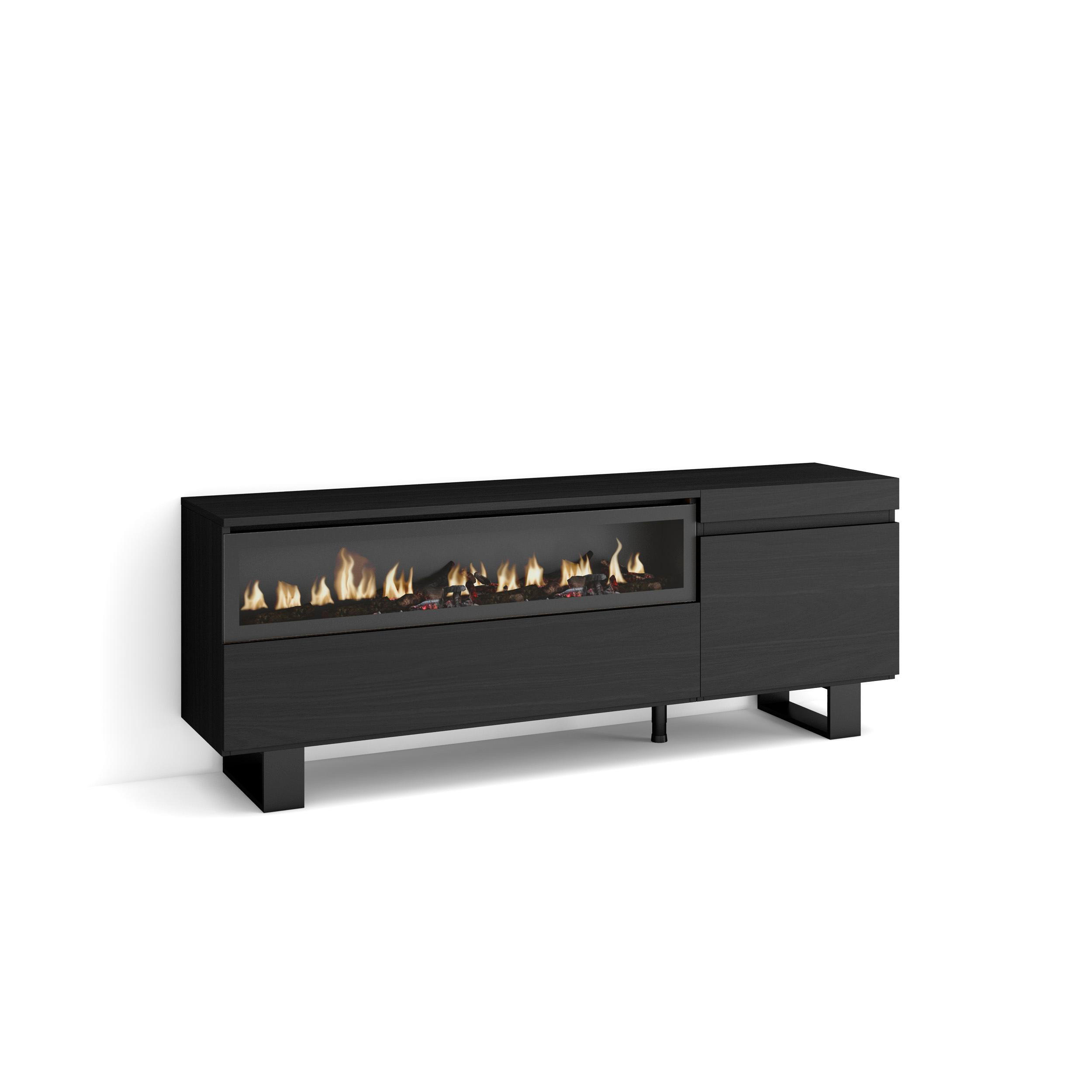 LOWBOARD Elektrokamin, schwarz, 150/35/57cm - Anthrazit/Schwarz, Holzwerkstoff (150/57/35cm) - Skraut Home