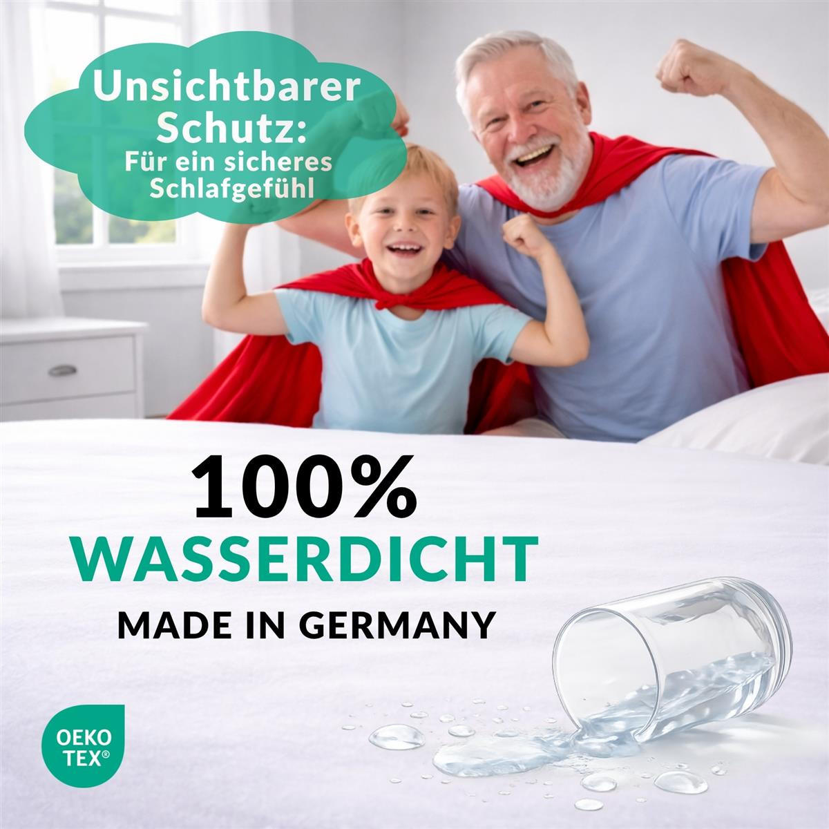MOLTON-MATRATZENSCHONER 90x200 wasserdicht - Inkontinenz Matratzenschutz Auflage wasserfest - Matratzenauflage 90 x 200 cm Made in Germany - Weiß, Textil - Carpe Sonno