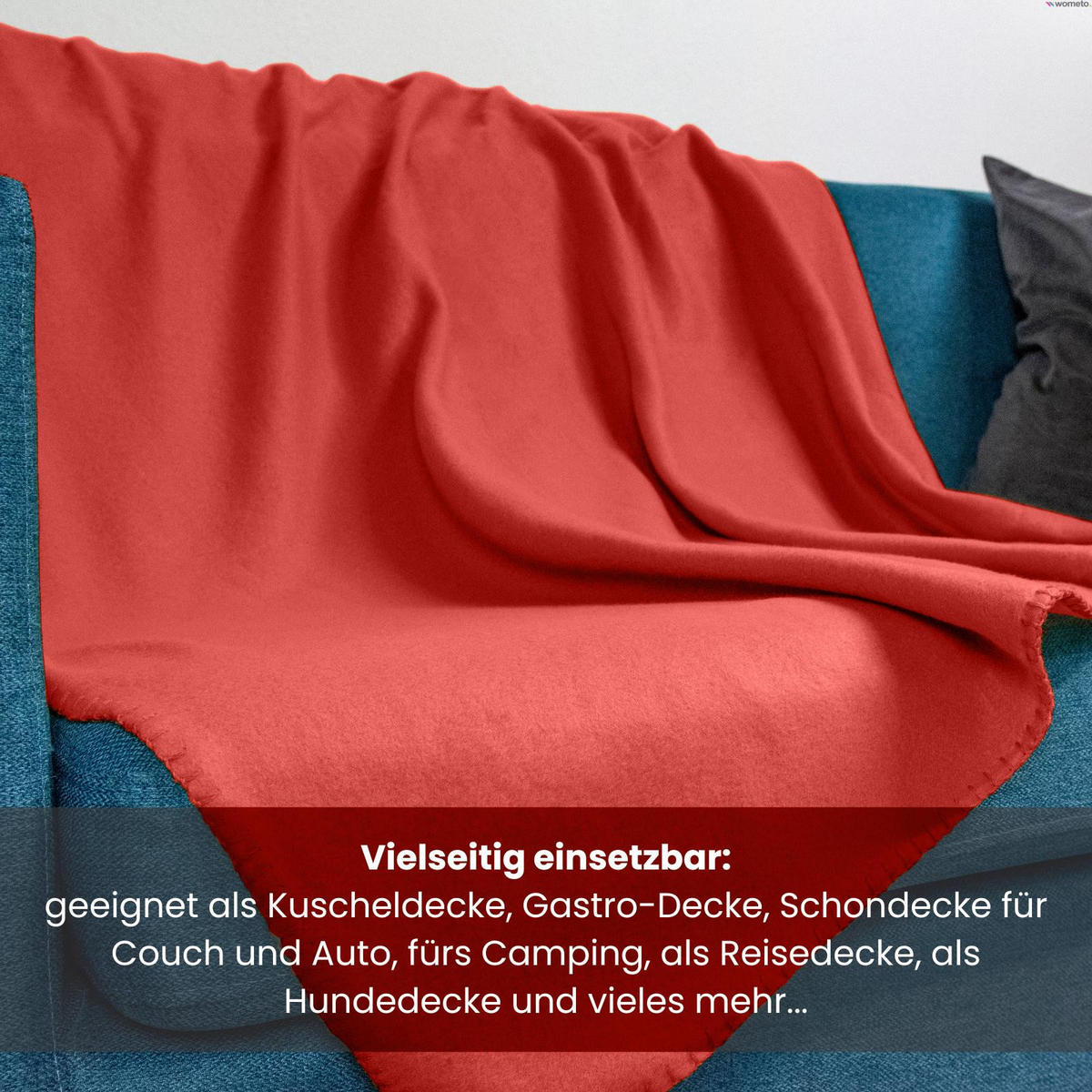 FLEECEDECKE 10er Set rot 130/160 cm Kettelrand Anti-Pilling - Rot, Textil (130/160cm) - wometo