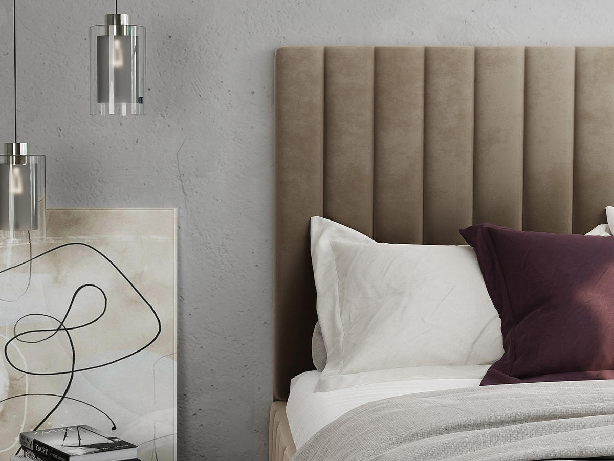 BETT mit Bettkasten - 2 Personen - Samt, Stoff - Taupe - Taupe, Textil (160/200cm) - Vente-Unique