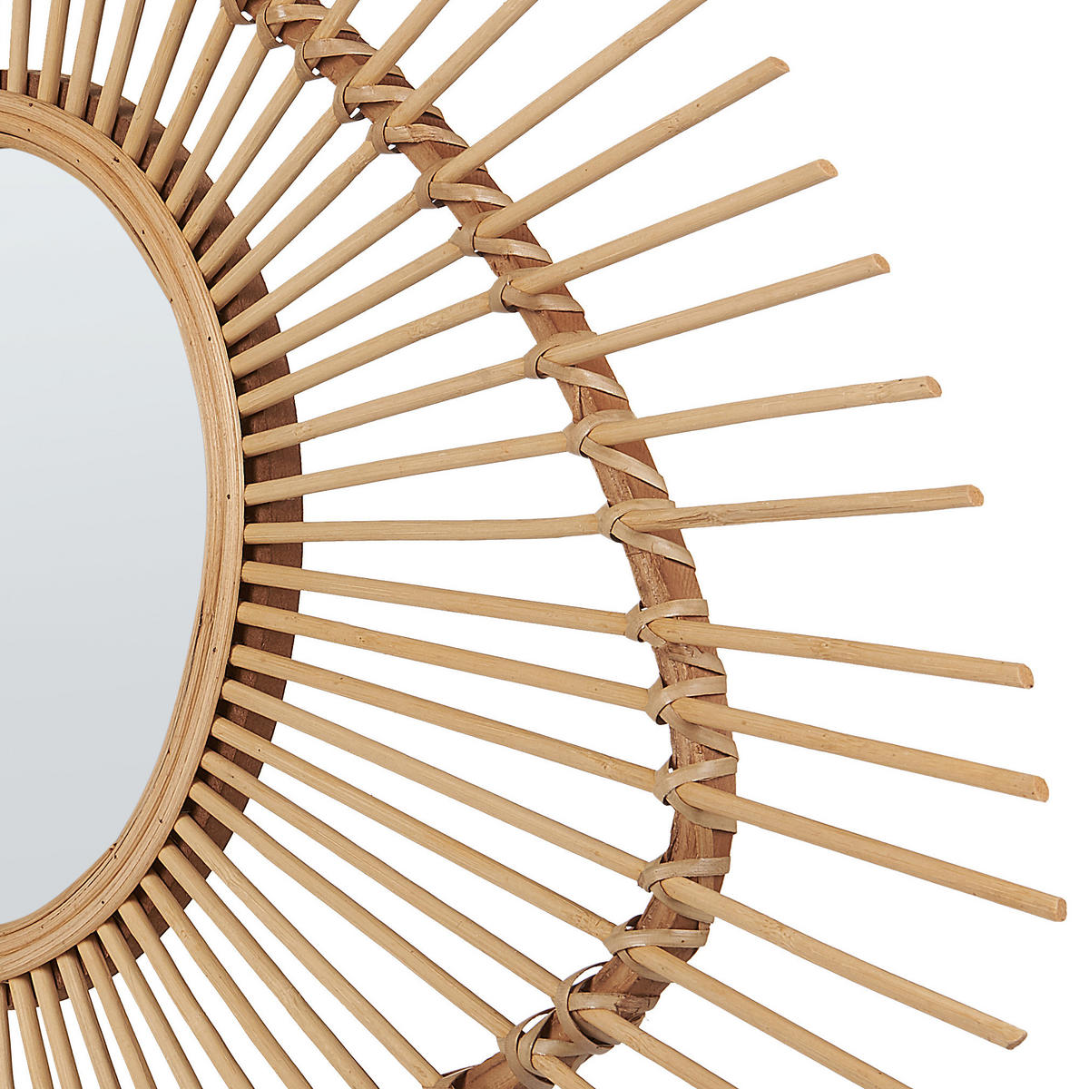 WANDSPIEGEL Bambusholz natürlich oval 63/45 cm Bario - Beige/Naturfarben, Holz (63/45/3cm) - Beliani