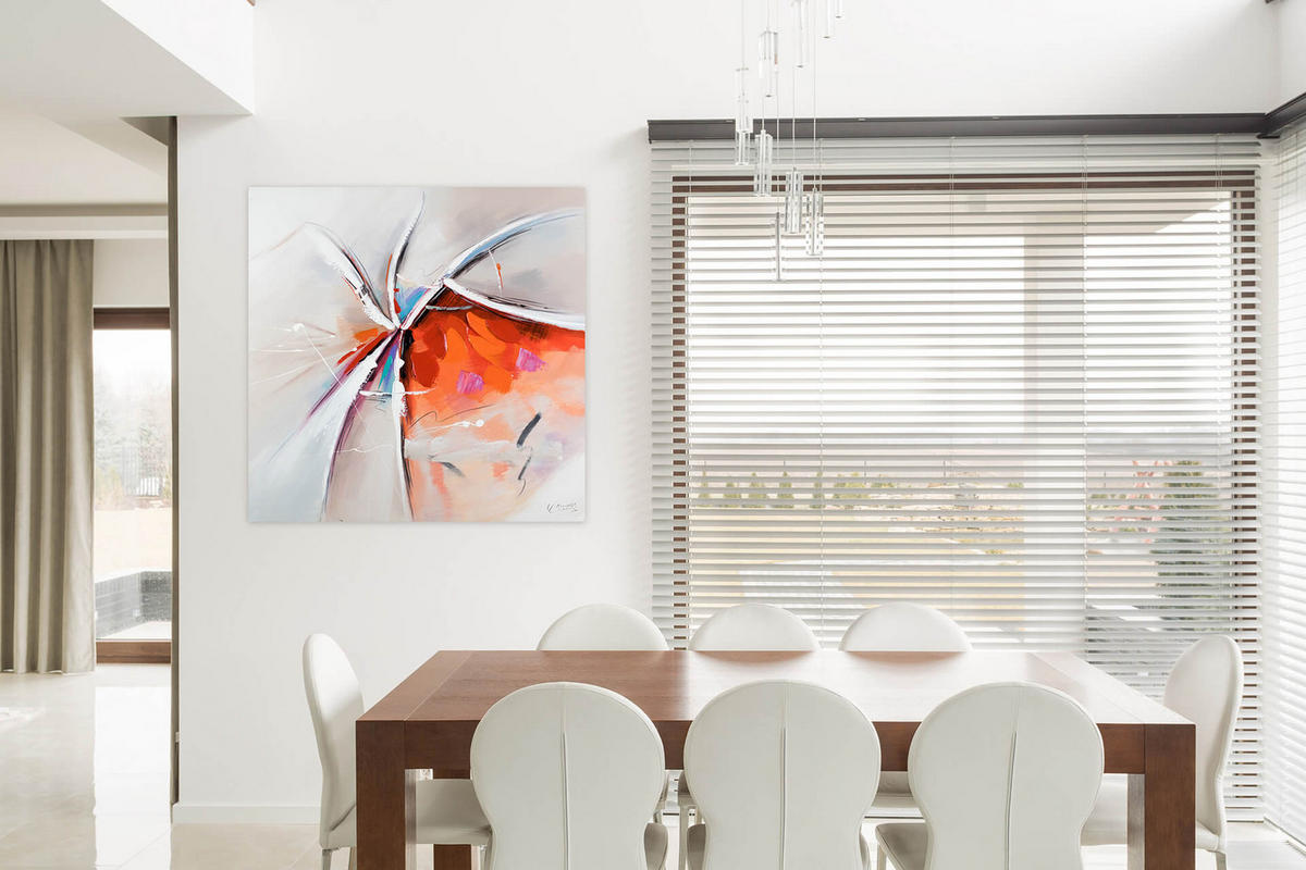 ACRYLBILD HANDGEMALT 80/80 cm - Rot/Weiß, Holz/Textil (80/80cm) - KUNSTLOFT