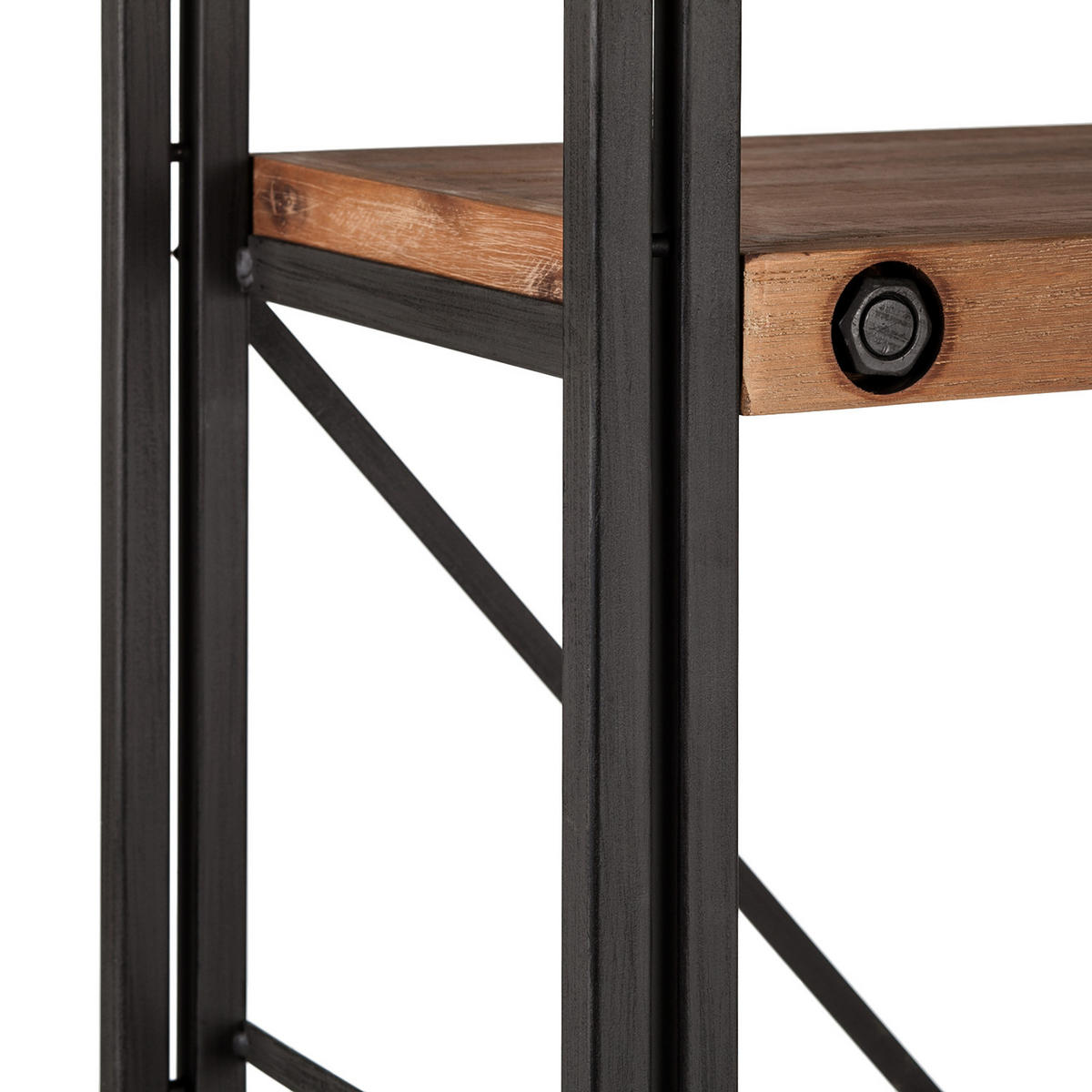 REGAL mit 4 fächer - Akazie massiv / Metall, Breite 150 cm - Akaziefarben, Holz (150/190/35cm) - home24