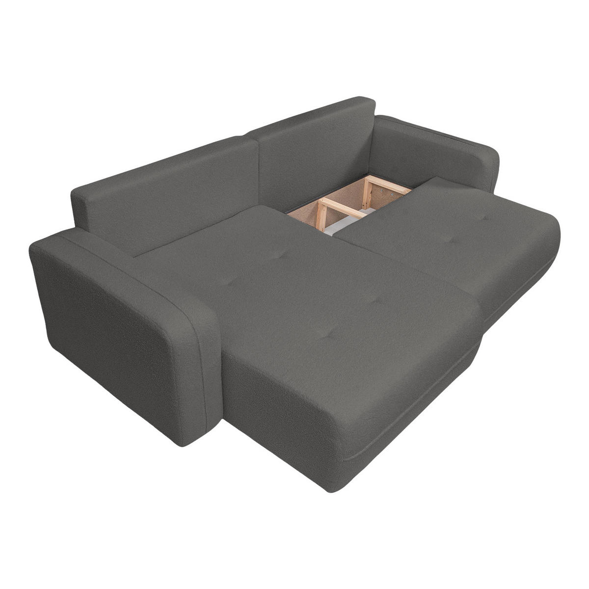 ECKSOFA Oreo L-Form Mit Bettkasten Und Schlaffunktion Quelle-Stoff Graphit Links - Dunkelgrau, Holz (143/247cm) - Kaiser Möbel