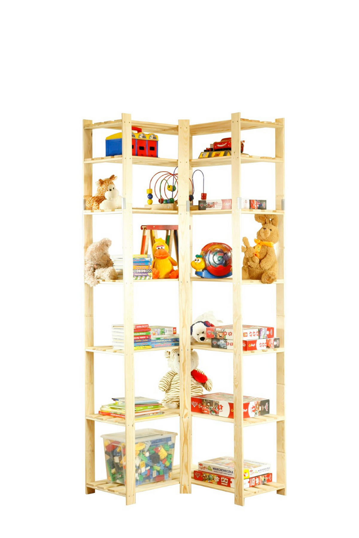 ECKREGAL PINEPEAK 220x85x38cm 7 Fachboden 1,2cm dickes Kiefernholz Natur - Naturfarben, Holz (85/220/38cm) - PROREGAL