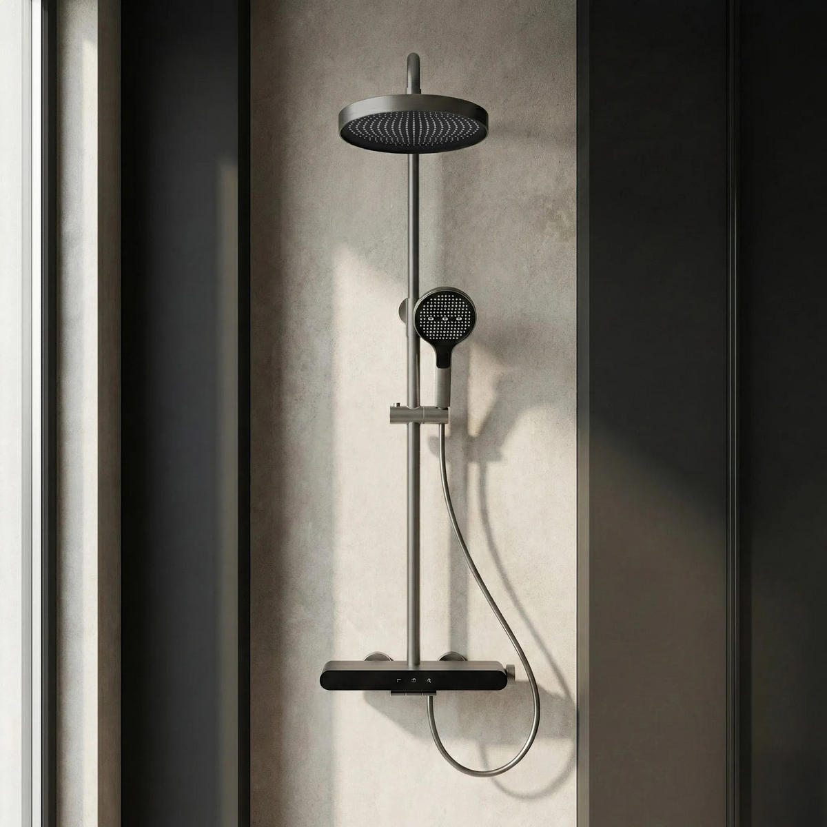 DUSCHGARNITUR Rea Farel Titan - Titanfarben, Metall (15.5/128/40cm) - REA