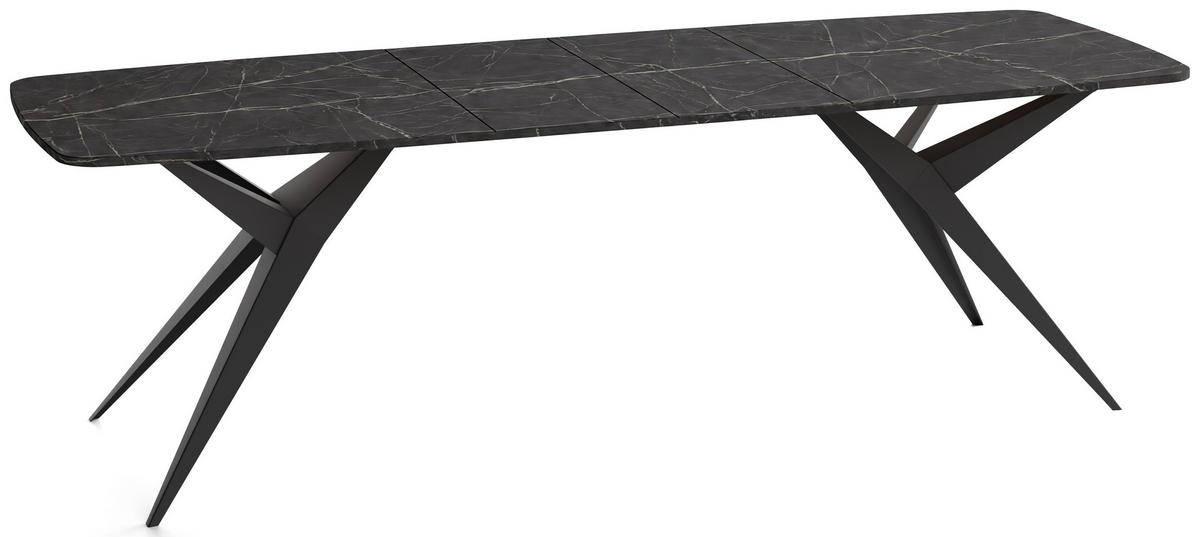 ESSTISCH Trax – Ausziehbar, Rechteckig, mit Schwarzen Metallbeinen – Schwarzer Marmor 180-256/90/76 cm - Anthrazit/Schwarz, Holzwerkstoff/Metall (90/256/76cm) - WFL GROUP