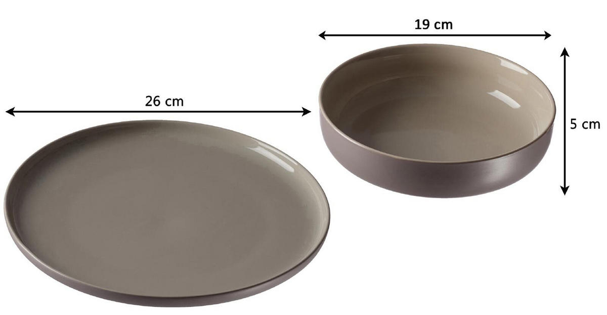 TAFELSERVICE Jasper taupe 8er Set - Taupe, Keramik (1/1/1cm) - Ritzenhoff Breker