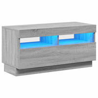 LOWBOARD mit Led-Leuchten 80/35/40 cm aus Holzwerkstoff in Grau Sonoma Dekor - Silbereichenfarben, Holz (80/40/35cm) - vidaXL