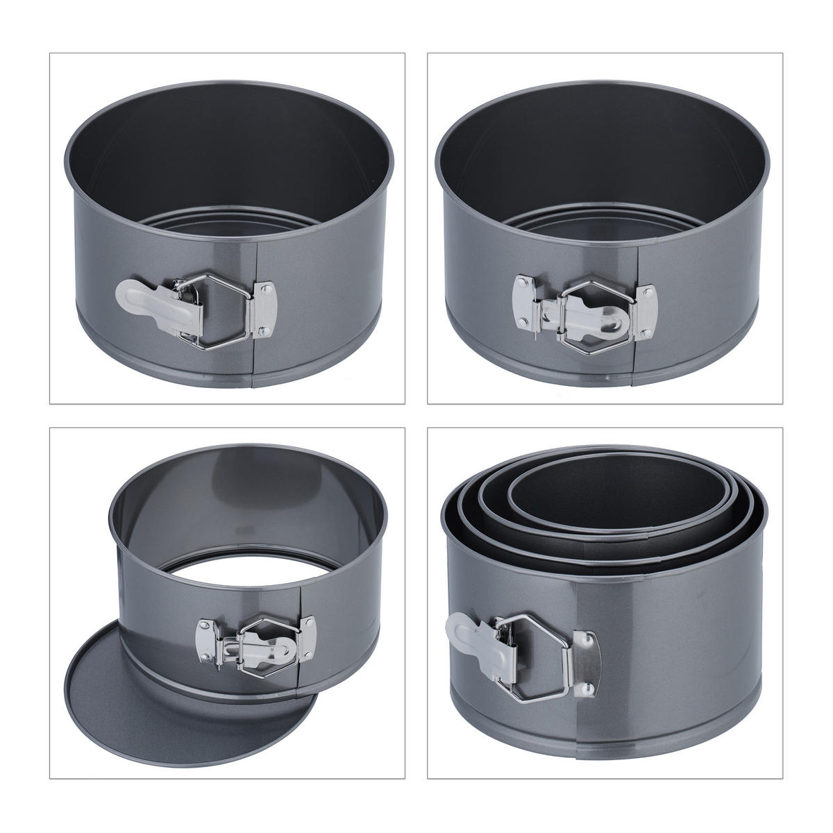 4-TLG.SPRINGFORM-SET - Anthrazit, Metall (18/11/18cm) - Relaxdays