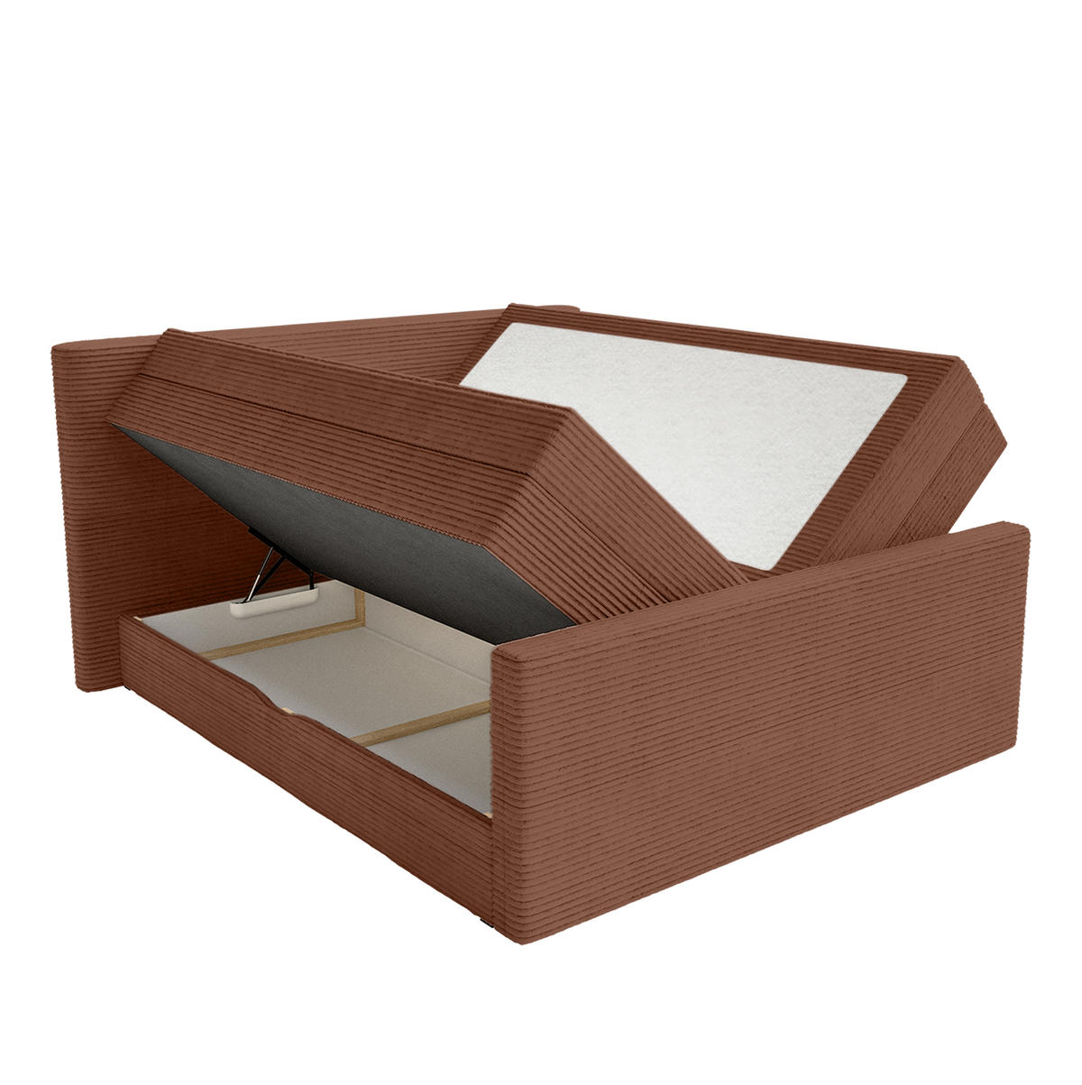 BOXSPRINGBETT Velipoja Cord 140x200 cm, Rotbraun - Dunkelrot, Textil (140/200cm) - Fedve