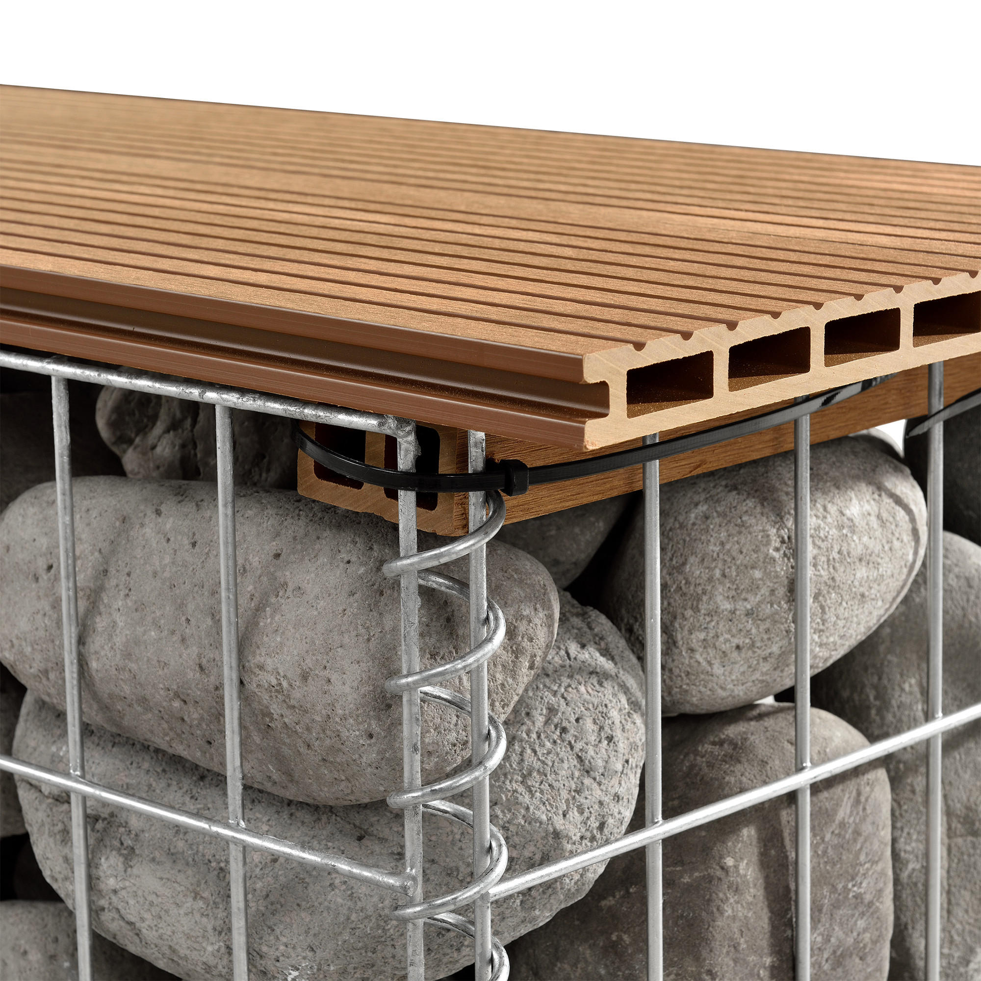GABIONENBANK - Teakfarben, Kunststoff (100/45/30cm) - pro.tec