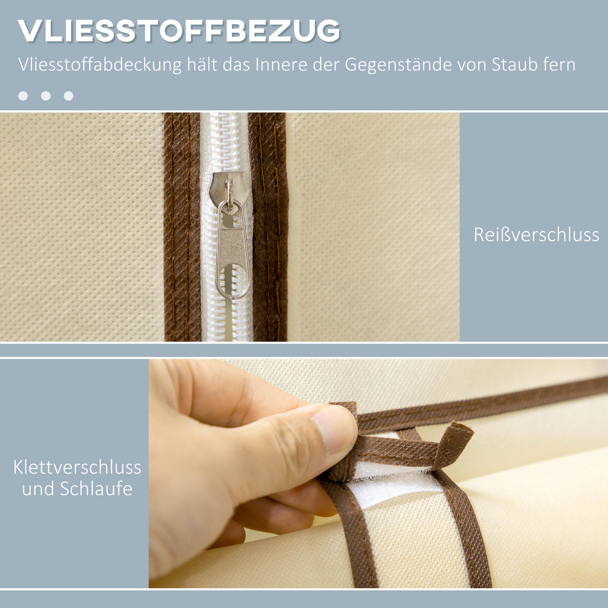 KLEIDERSCHRANK, Stoffschrank, Creme - Creme, Metall (43/162.5/103cm) - HOMCOM