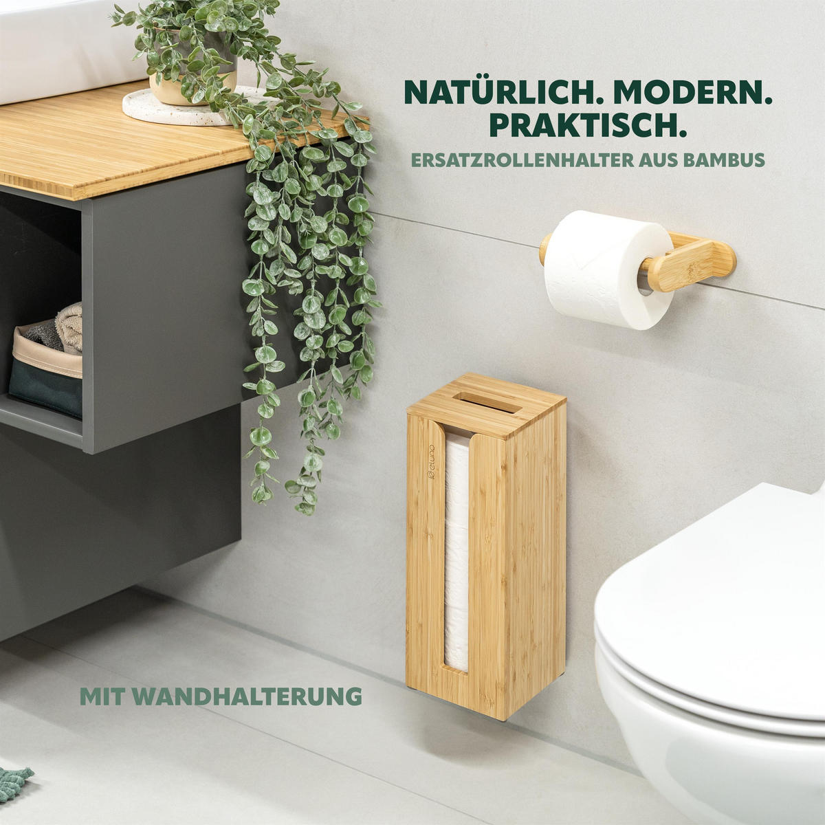TOILETTENPAPIERAUFBEWAHRUNG, Bambus, eckig - Braun, Holz (14.5/34/14.5cm) - eluno