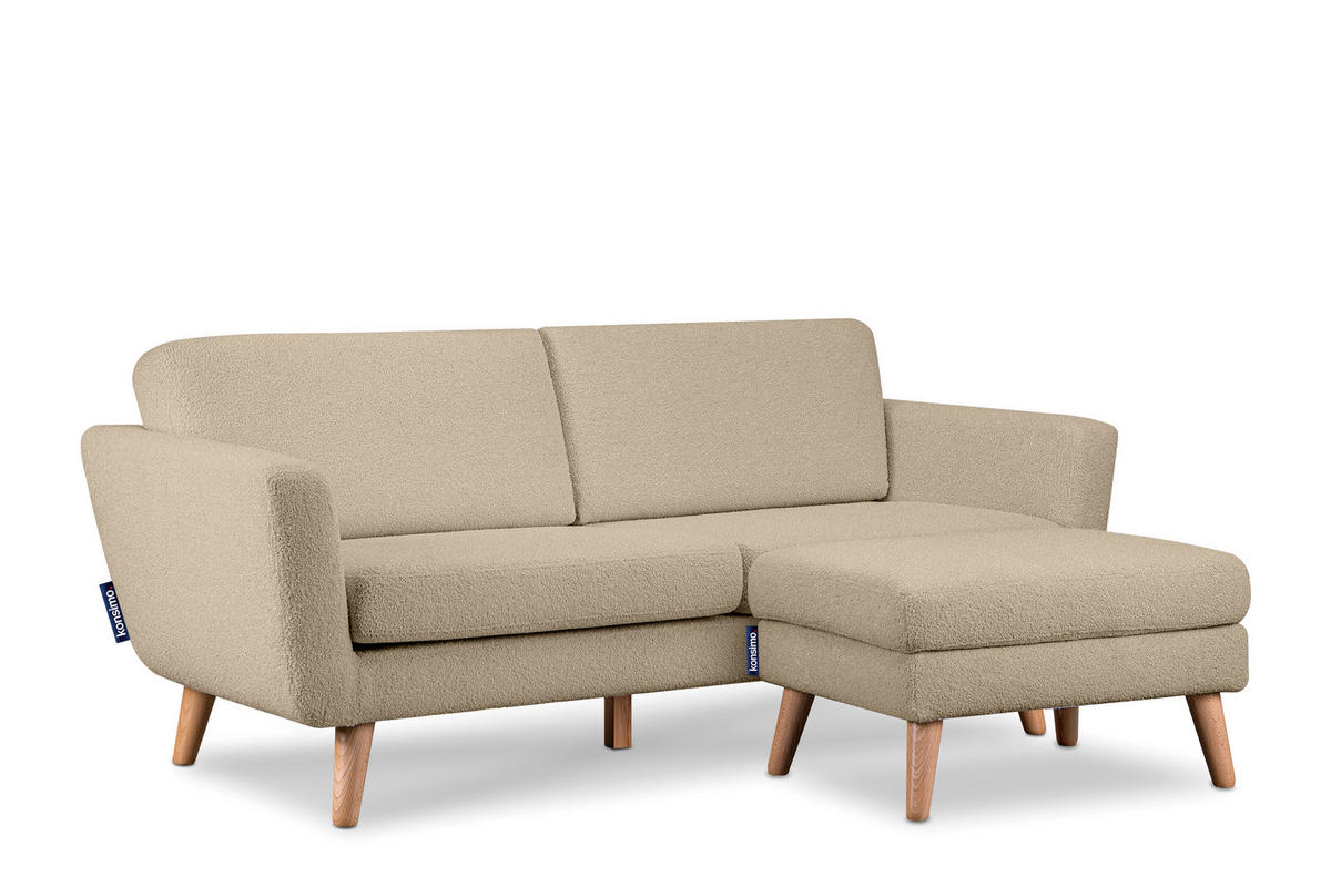 3-SITZER-SOFA TAGIO mit Armlehnen, Beige - Beige/Braun, Buchenholz/Textil (88/80/190cm) - KONSIMO®