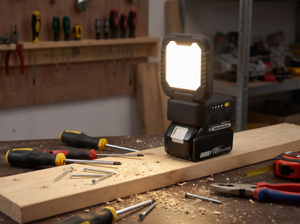 LED-ARBEITSLEUCHTE 180° klappbar 3-stufig dimmbar 1600lm für 18V Makita Akkus - Schwarz, Kunststoff (10.4/8.6/13.8cm) - Northpoint