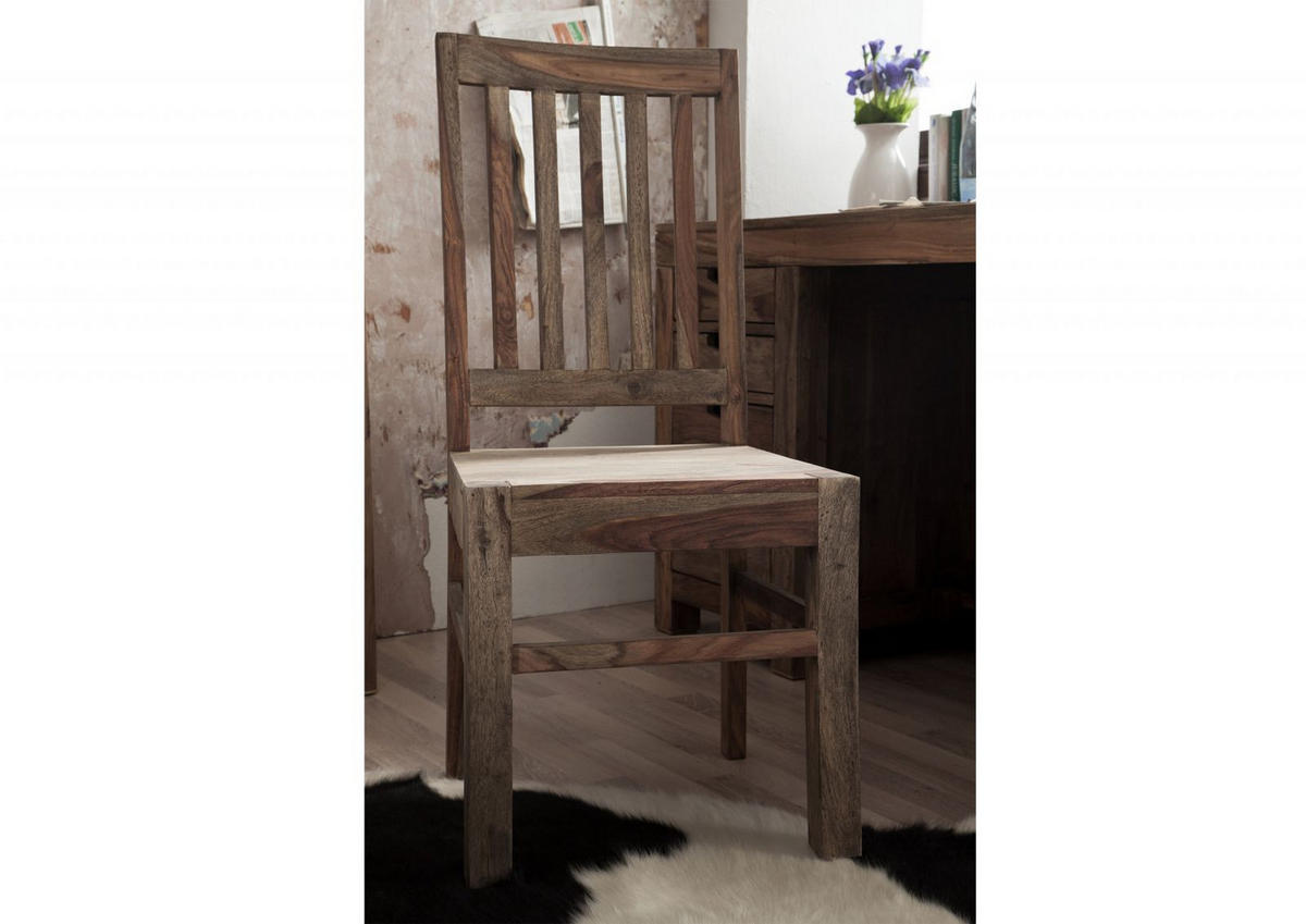 STUHL Massivholz 45 x 45 x 100 cm grau NATURE GREY #121 - Grau, Holz (45/100/45cm) - Massivmoebel24
