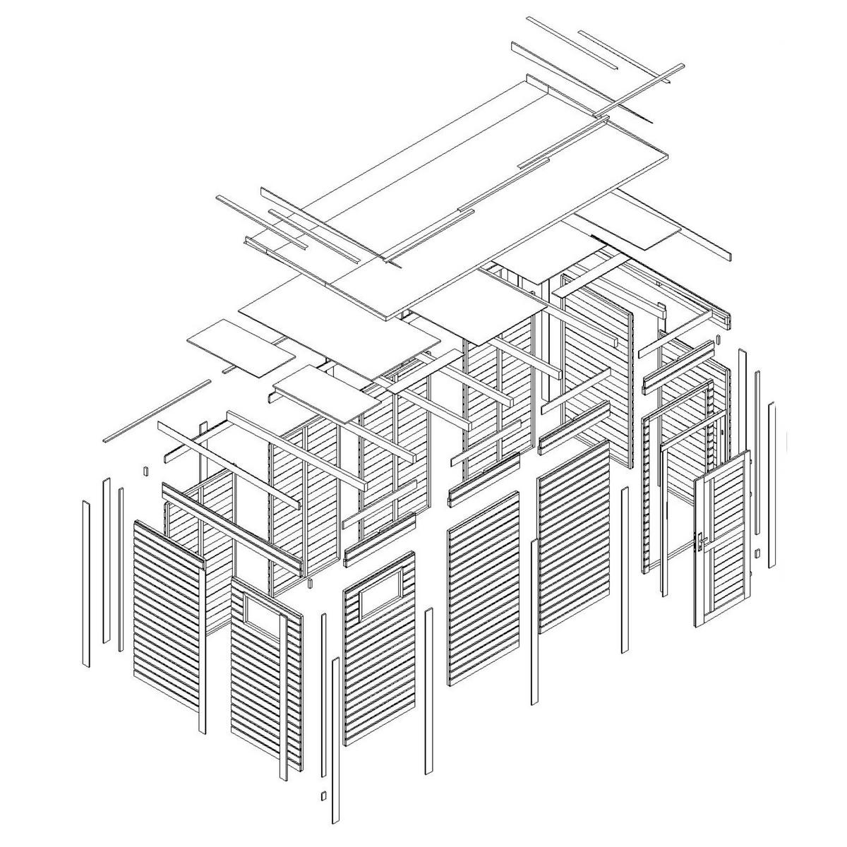 GARTENHAUS Holz 8,16 m² M327F1 - Naturfarben, Holz (404/210/202cm) - Timbela