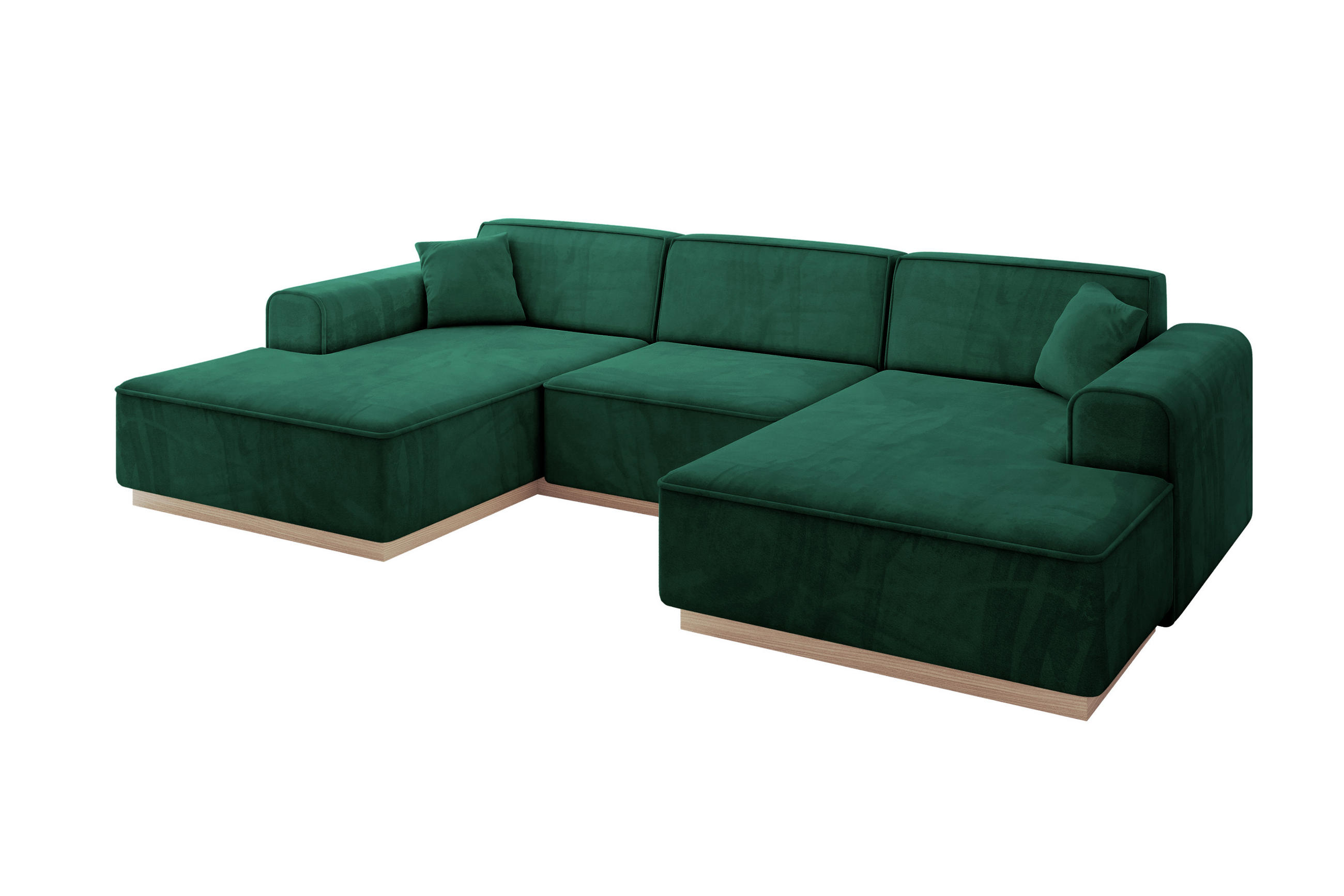 WOHNLANDSCHAFT IREA-U1 - 297x165x81 cm Grün - Smaragdgrün/Grün, Holzwerkstoff/Textil (297/81/165cm) - ALTDECOR