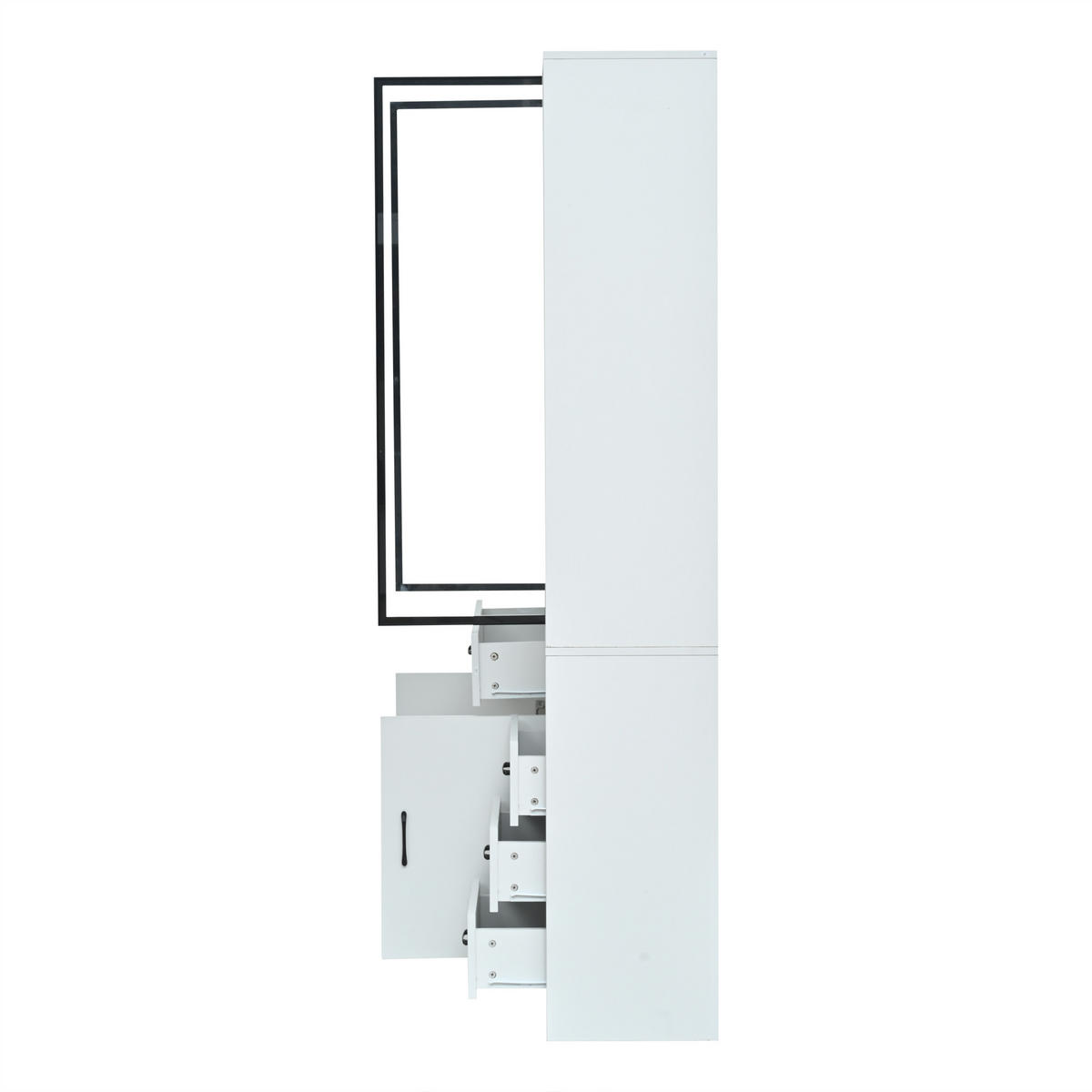 VITRINE LED Hochschrank Glas 120cm 13 Fächer Weiß Modern - Weiß, Holzwerkstoff (120/200/35cm) - FLIEKS