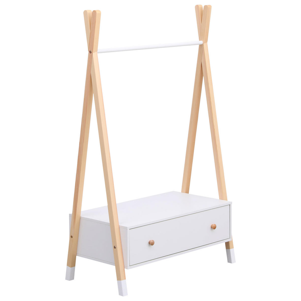 KINDERGARDEROBE Lou Weiß und Holz - Weiß, Holzwerkstoff (40/130/80cm) - Happy Garden