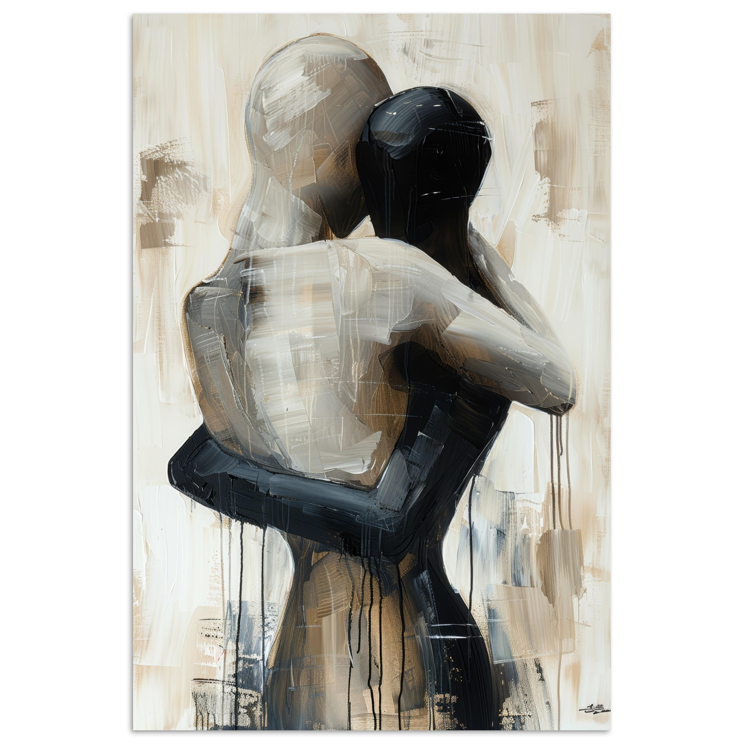 POSTER Abstrakt - Liebe - Schwarz und weiß - Modern 40x60 cm - Schwarz, Papier (40/60/0.1cm) - MuchoWow