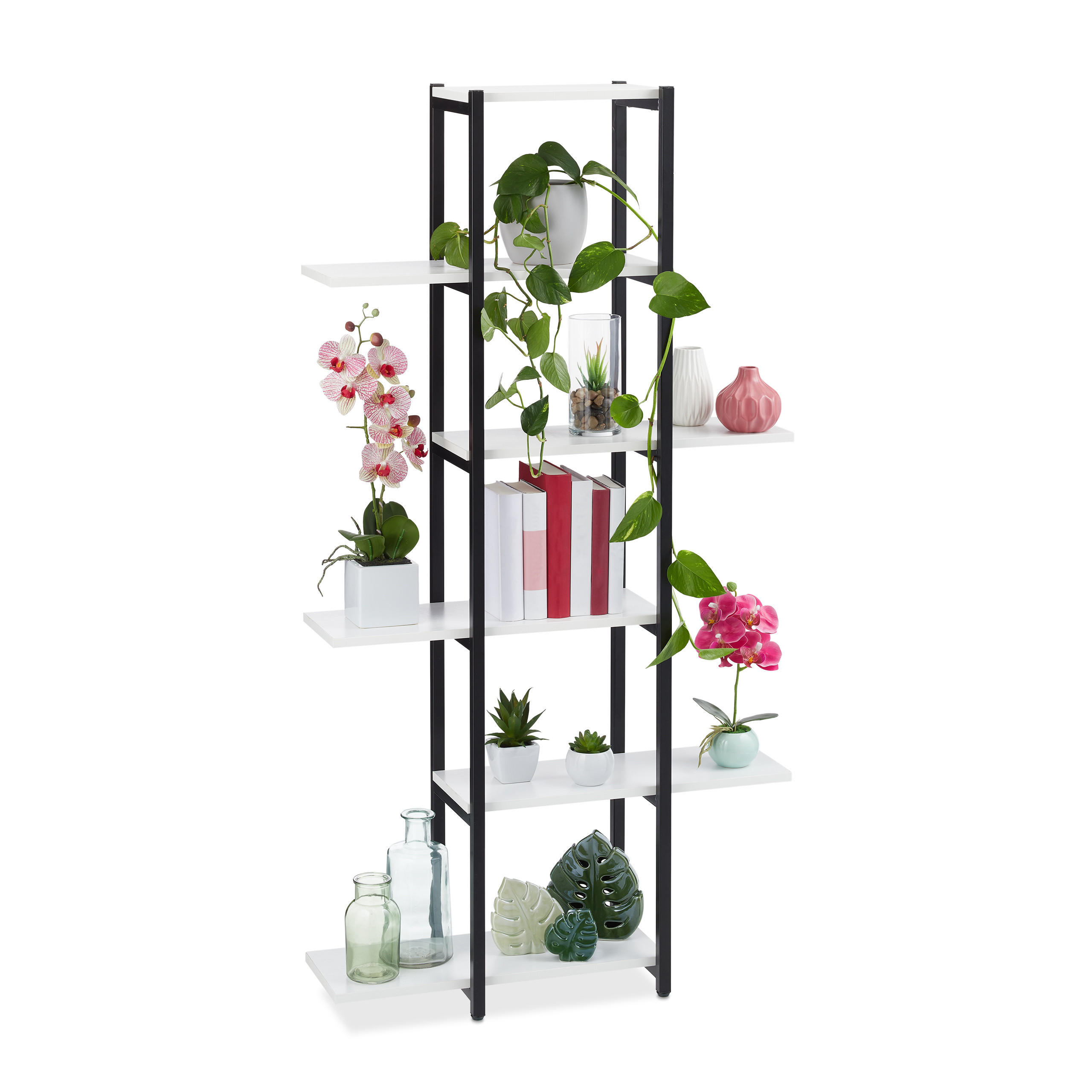 PFLANZENREGAL - Multicolor, Holzwerkstoff/Metall (78/150/24cm) - Relaxdays
