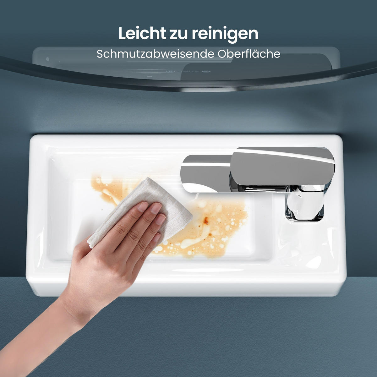 HANDWASCHBECKEN mit pflegeleichter Oberfläche Weiß 40,5 / 20,5 / 10,5 cm - Weiß Hochglanz, Keramik (20.5/10.5/40.5cm) - EMKE