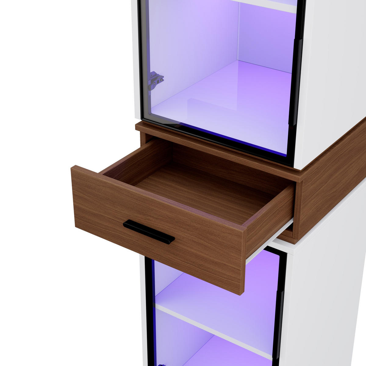 VITRINE 40/40/200 cm aus MDF mit LED-Beleuchtung und Sicherheitsglas Weiß - Weiß, Holzwerkstoff (40/200/40cm) - Modenvie