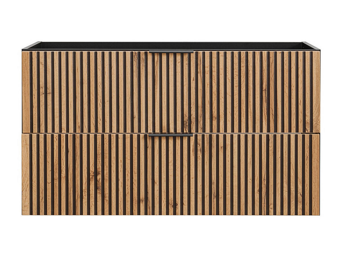 WASCHBECKENUNTERSCHRANK hängend - Streifenoptik - Holzfarben hell & Schwarz - 80 cm - MADELA - Schwarz, Holz (80/57/46cm) - Vente-Unique