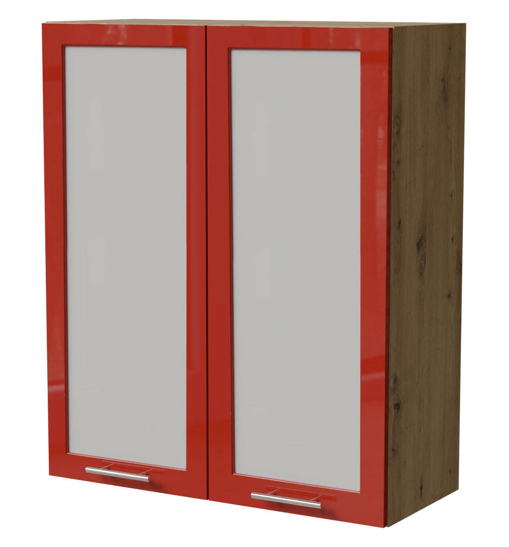 Feldmann-Wohnen Hängeschrank Rot, Eiche Artisan 80x96x32.5 cm