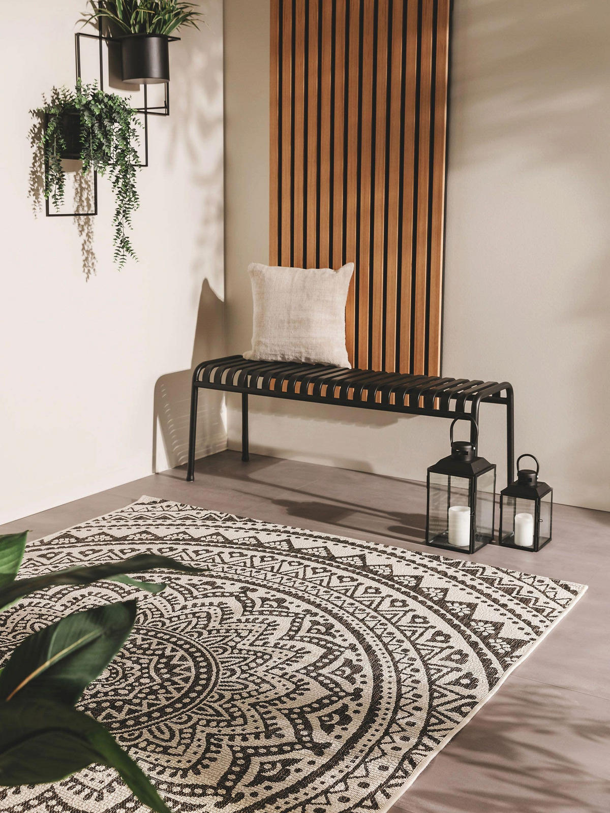 OUTDOORTEPPICH Cleo Weiß/Schwarz 120x170 cm - Weiß, Textil (120/170cm) - benuta Nest