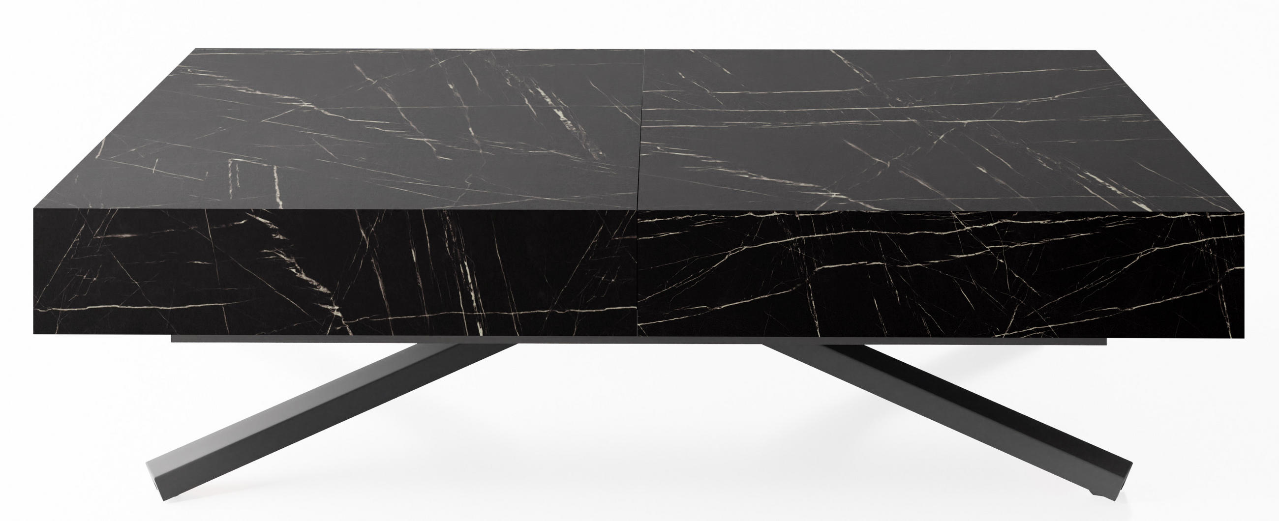 COUCHTISCH Cavetta X höhenverstellbar ausziehbar, Marmor Schwarz 120-200/80/27-76 cm - Anthrazit/Schwarz, Holzwerkstoff/Metall (80/120/76cm) - WFL GROUP