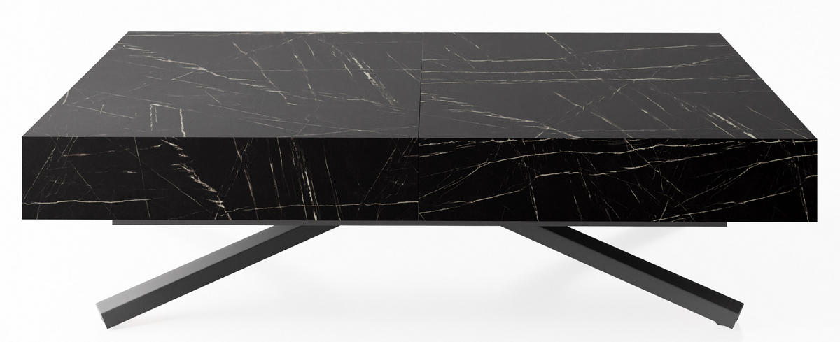 COUCHTISCH Cavetta X höhenverstellbar ausziehbar, Marmor Schwarz 120-200/80/27-76 cm - Anthrazit/Schwarz, Holzwerkstoff/Metall (80/120/76cm) - WFL GROUP