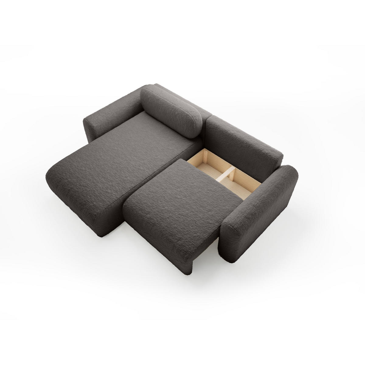 ECKSOFA mit Schlaffunktion Thekla Mini, Grau - Grau, Textil (246/100cm) - Fedve