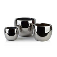 BLUMENTOPF Neva 3er Set Silber 37/37/29 cm Keramik - Silberfarben, Keramik (37/29/37cm) - Mondex