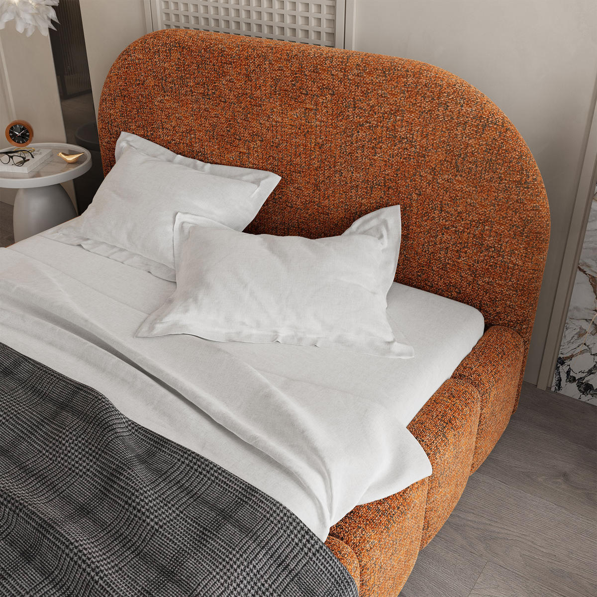 POLSTERBETT FLUSSO 200x200 cm mit Bettkästen - Orange - Orange, Holz (200/200cm) - MASSENO