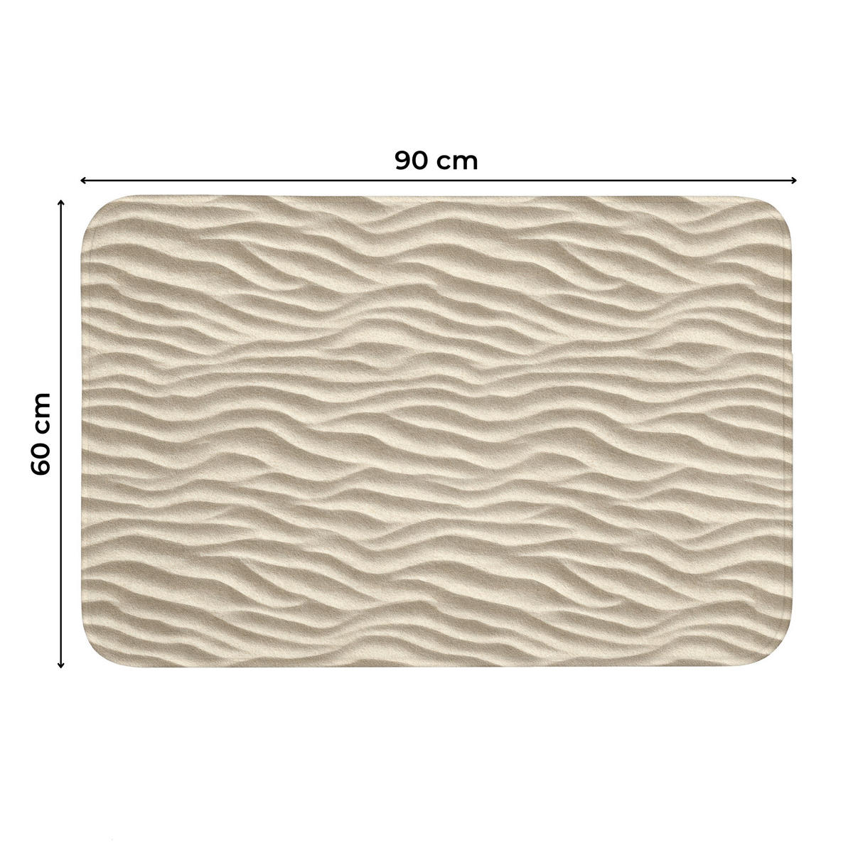WC PŘEDLOŽKA Písek - Vlny - Béžová 90x60 cm - písková barva, textil/plast (90/1cm) - OnlyWow