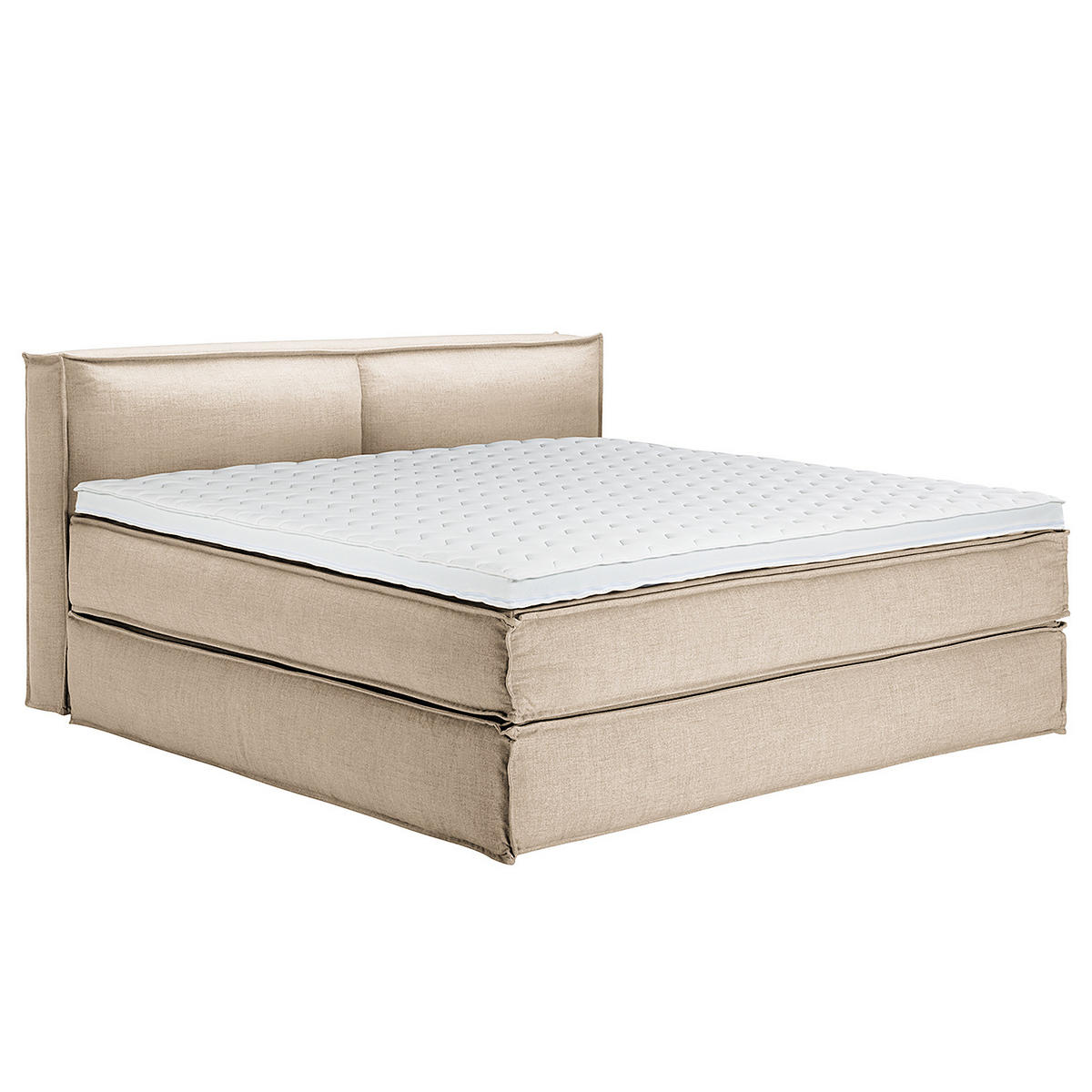BOXSPRINGBETT mit Kopfteil - Premium - Beige, Textil (200/200cm) - home24