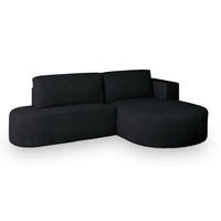 ECKSOFA CORTIO P R-S Schwarz Kordstoff mit Schlaffunktion - Schwarz, Holz (265/174cm) - MASSENO