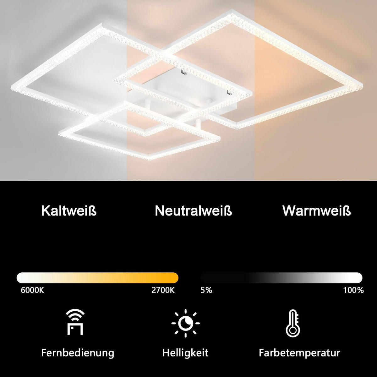 LED-DECKENLEUCHTE Johann 75/60/8 cm - Weiß, Metall (75/60/8cm) - Nettlife