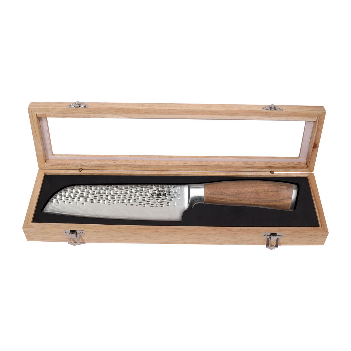 HAMMERSCHLAG DAMASTMESSER SANTOKUMESSER - Schwarz, Metall (16.5cm) - Stoneline
