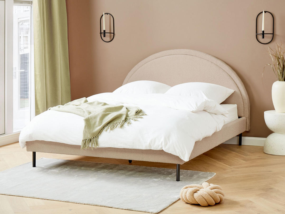 POLSTERBETT 160/200cm Beige Margut - Beige, Textil (160/200cm) - Beliani