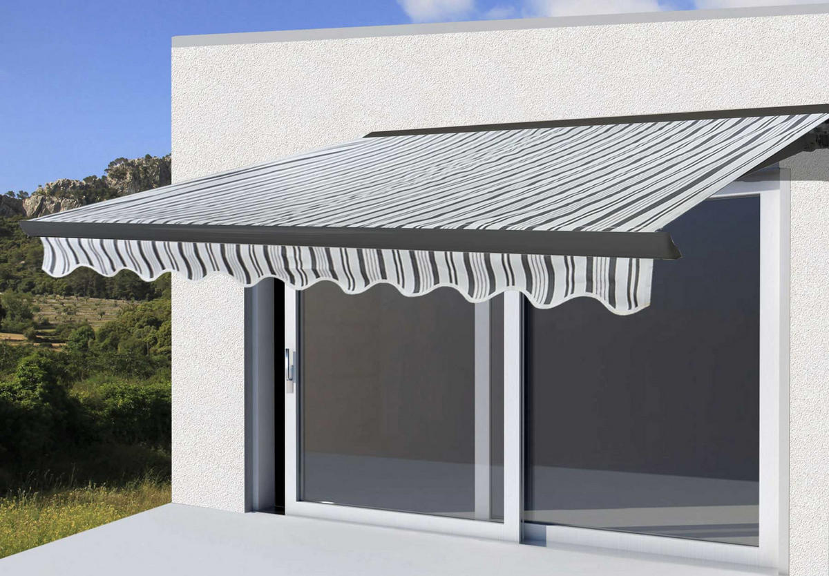 KASSETTEN-MARKISE MIT VOLANT Grau, Weiß, Anthrazit - Anthrazit/Weiß, Textil (400/23/300cm) - MCW